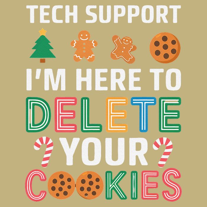 Tech Support Here To Delete Cookies Xmas Christmas Cooling Performance Crew T-Shirt
