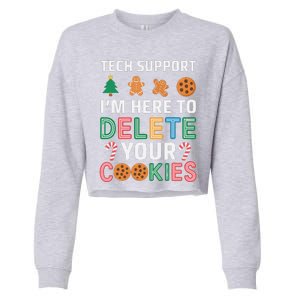 Tech Support Here To Delete Cookies Xmas Christmas Cropped Pullover Crew