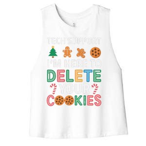 Tech Support Here To Delete Cookies Xmas Christmas Women's Racerback Cropped Tank