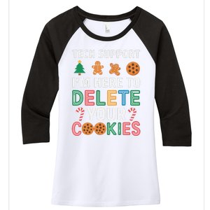 Tech Support Here To Delete Cookies Xmas Christmas Women's Tri-Blend 3/4-Sleeve Raglan Shirt