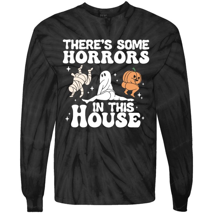 There’s Some Horrors In This House Funny Halloween Tie-Dye Long Sleeve Shirt