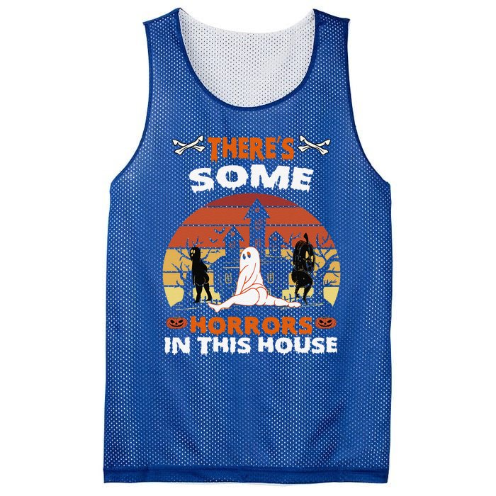 Theres Some Horrors In This House Funny Retro Halloween Mesh Reversible Basketball Jersey Tank