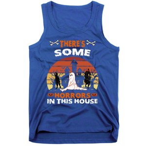 Theres Some Horrors In This House Funny Retro Halloween Tank Top