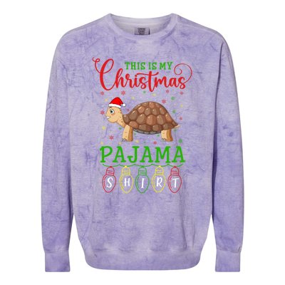 Turtle Santa Hat Xmas Light This Is My Christmas Pajama Meaningful Gift Colorblast Crewneck Sweatshirt