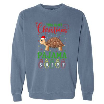 Turtle Santa Hat Xmas Light This Is My Christmas Pajama Meaningful Gift Garment-Dyed Sweatshirt