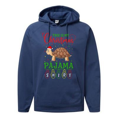 Turtle Santa Hat Xmas Light This Is My Christmas Pajama Meaningful Gift Performance Fleece Hoodie