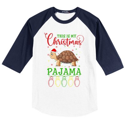 Turtle Santa Hat Xmas Light This Is My Christmas Pajama Meaningful Gift Baseball Sleeve Shirt