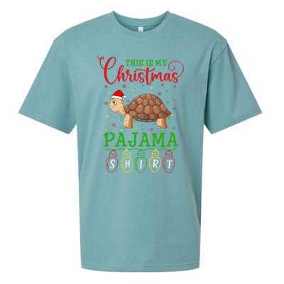 Turtle Santa Hat Xmas Light This Is My Christmas Pajama Meaningful Gift Sueded Cloud Jersey T-Shirt