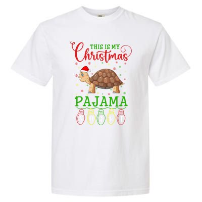 Turtle Santa Hat Xmas Light This Is My Christmas Pajama Meaningful Gift Garment-Dyed Heavyweight T-Shirt