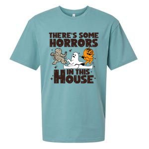 Theres Some Horrors In This House Halloween Ghost Pumpkin Gift Sueded Cloud Jersey T-Shirt