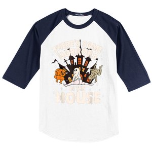 Theres Some Horrors In This House Ghost Halloween Funny Baseball Sleeve Shirt