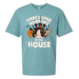 Theres Some Horrors In This House Ghost Halloween Funny Sueded Cloud Jersey T-Shirt