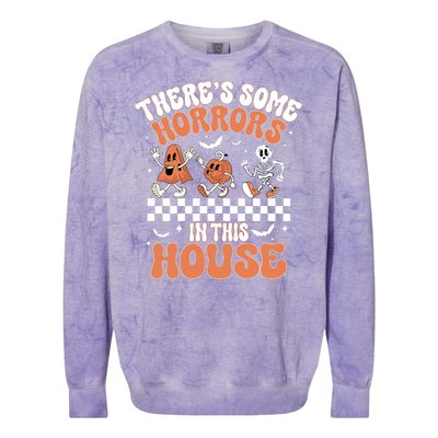 Theres Some Horrors In This House Ghost Pumpkin Halloween Colorblast Crewneck Sweatshirt