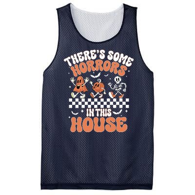 Theres Some Horrors In This House Ghost Pumpkin Halloween Mesh Reversible Basketball Jersey Tank