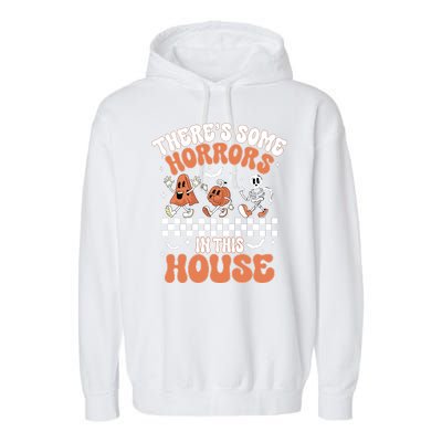 Theres Some Horrors In This House Ghost Pumpkin Halloween Garment-Dyed Fleece Hoodie