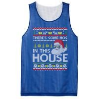 Theres Some Hos In This House Inappropriate Christmas Santa Gift Mesh Reversible Basketball Jersey Tank