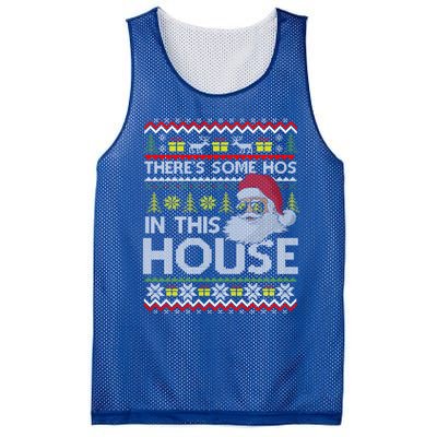 Theres Some Hos In This House Inappropriate Christmas Santa Gift Mesh Reversible Basketball Jersey Tank