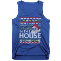 Theres Some Hos In This House Inappropriate Christmas Santa Gift Tank Top