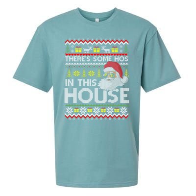 Theres Some Hos In This House Inappropriate Christmas Santa Gift Sueded Cloud Jersey T-Shirt