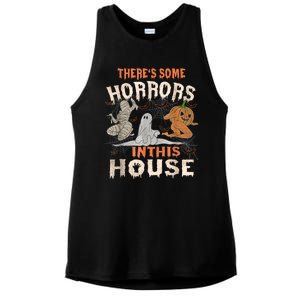 Theres Some Horrors In This House Halloween Pumpkin Ghost Trending Design Ladies PosiCharge Tri-Blend Wicking Tank