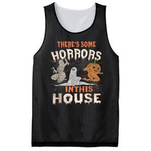 Theres Some Horrors In This House Halloween Pumpkin Ghost Trending Design Mesh Reversible Basketball Jersey Tank