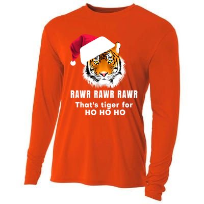 Tiger Santa Hat Rawr Rawr Rawr That's Tiger For Ho Ho Ho Cute Gift Cooling Performance Long Sleeve Crew