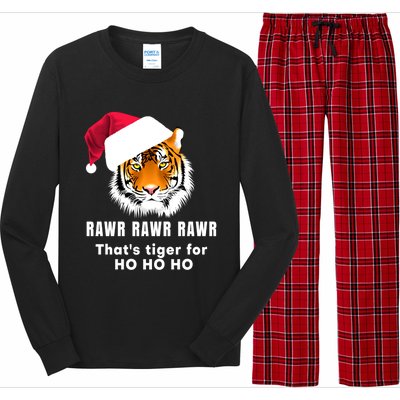 Tiger Santa Hat Rawr Rawr Rawr That's Tiger For Ho Ho Ho Cute Gift Long Sleeve Pajama Set