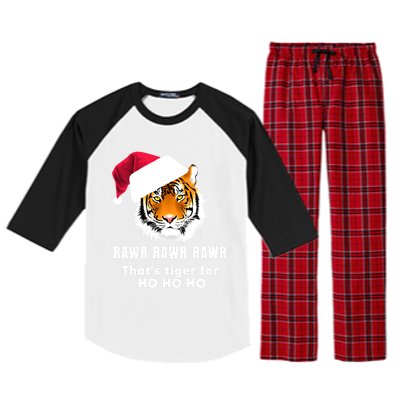 Tiger Santa Hat Rawr Rawr Rawr That's Tiger For Ho Ho Ho Cute Gift Raglan Sleeve Pajama Set