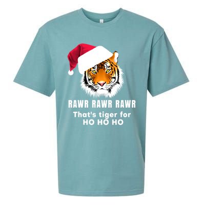 Tiger Santa Hat Rawr Rawr Rawr That's Tiger For Ho Ho Ho Cute Gift Sueded Cloud Jersey T-Shirt