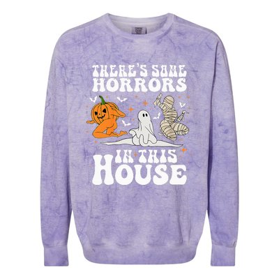 Theres Some Horrors In This House Halloween Spooky Season Colorblast Crewneck Sweatshirt