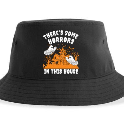 Theres Some Horrors In This House Ghost Halloween Funny Sustainable Bucket Hat