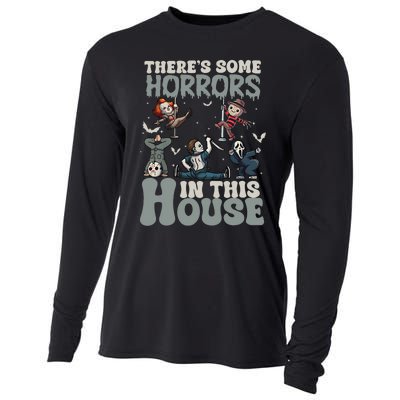 ThereS Some Horrors In This House Funny Horror Characters Cooling Performance Long Sleeve Crew