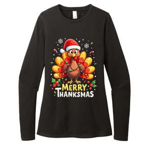 Turkey Santa Happy Merry Thanksmas Thanksgiving Christmas Womens CVC Long Sleeve Shirt