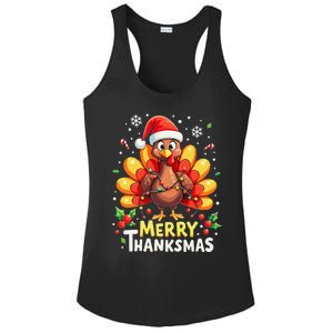 Turkey Santa Happy Merry Thanksmas Thanksgiving Christmas Ladies PosiCharge Competitor Racerback Tank