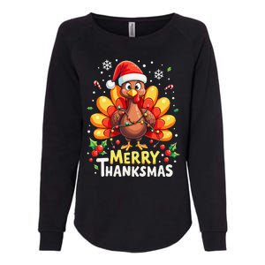 Turkey Santa Happy Merry Thanksmas Thanksgiving Christmas Womens California Wash Sweatshirt