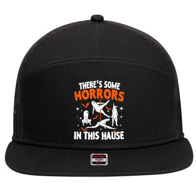 Theres Some Horrors In This House Ghost Pumpkin Halloween 7 Panel Mesh Trucker Snapback Hat