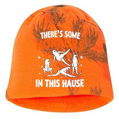 Theres Some Horrors In This House Ghost Pumpkin Halloween Kati - Camo Knit Beanie