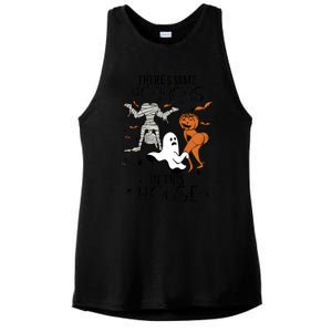 Theres Some Horrors In This House Halloween Funny Mummy Ghost Ladies PosiCharge Tri-Blend Wicking Tank