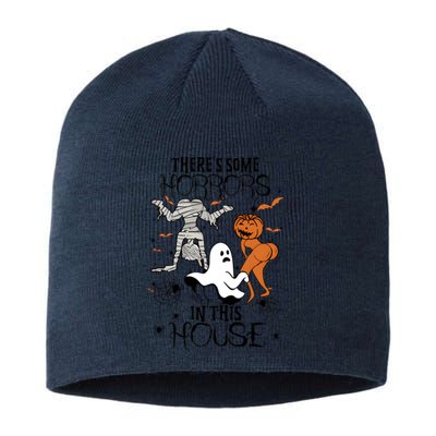 Theres Some Horrors In This House Halloween Funny Mummy Ghost Sustainable Beanie