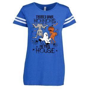 Theres Some Horrors In This House Halloween Funny Mummy Ghost Enza Ladies Jersey Football T-Shirt