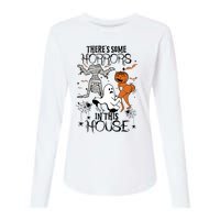 Theres Some Horrors In This House Halloween Funny Mummy Ghost Womens Cotton Relaxed Long Sleeve T-Shirt