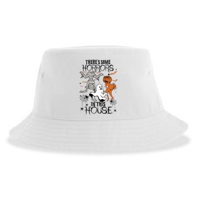 Theres Some Horrors In This House Halloween Funny Mummy Ghost Sustainable Bucket Hat