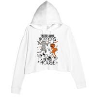 Theres Some Horrors In This House Halloween Funny Mummy Ghost Crop Fleece Hoodie