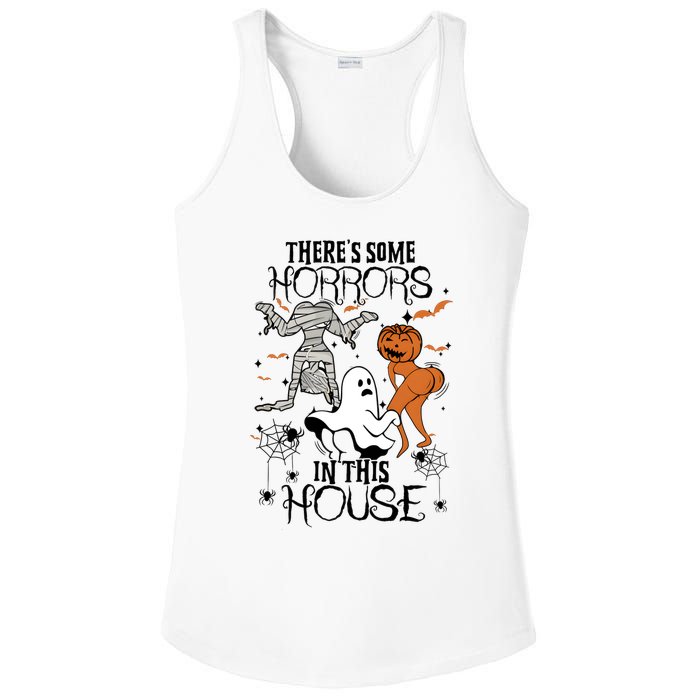 Theres Some Horrors In This House Halloween Funny Mummy Ghost Ladies PosiCharge Competitor Racerback Tank