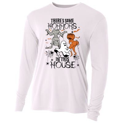 Theres Some Horrors In This House Halloween Funny Mummy Ghost Cooling Performance Long Sleeve Crew