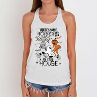 Theres Some Horrors In This House Halloween Funny Mummy Ghost Women's Knotted Racerback Tank