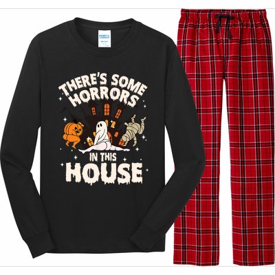 Theres Some Horrors In This House Pumpkin Ghost Halloween Funny Halloween Long Sleeve Pajama Set