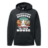 Theres Some Horrors In This House Funny Retro Halloween Boo Ghost Performance Fleece Hoodie