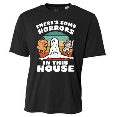 Theres Some Horrors In This House Funny Retro Halloween Boo Ghost Cooling Performance Crew T-Shirt