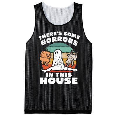 Theres Some Horrors In This House Funny Retro Halloween Boo Ghost Mesh Reversible Basketball Jersey Tank